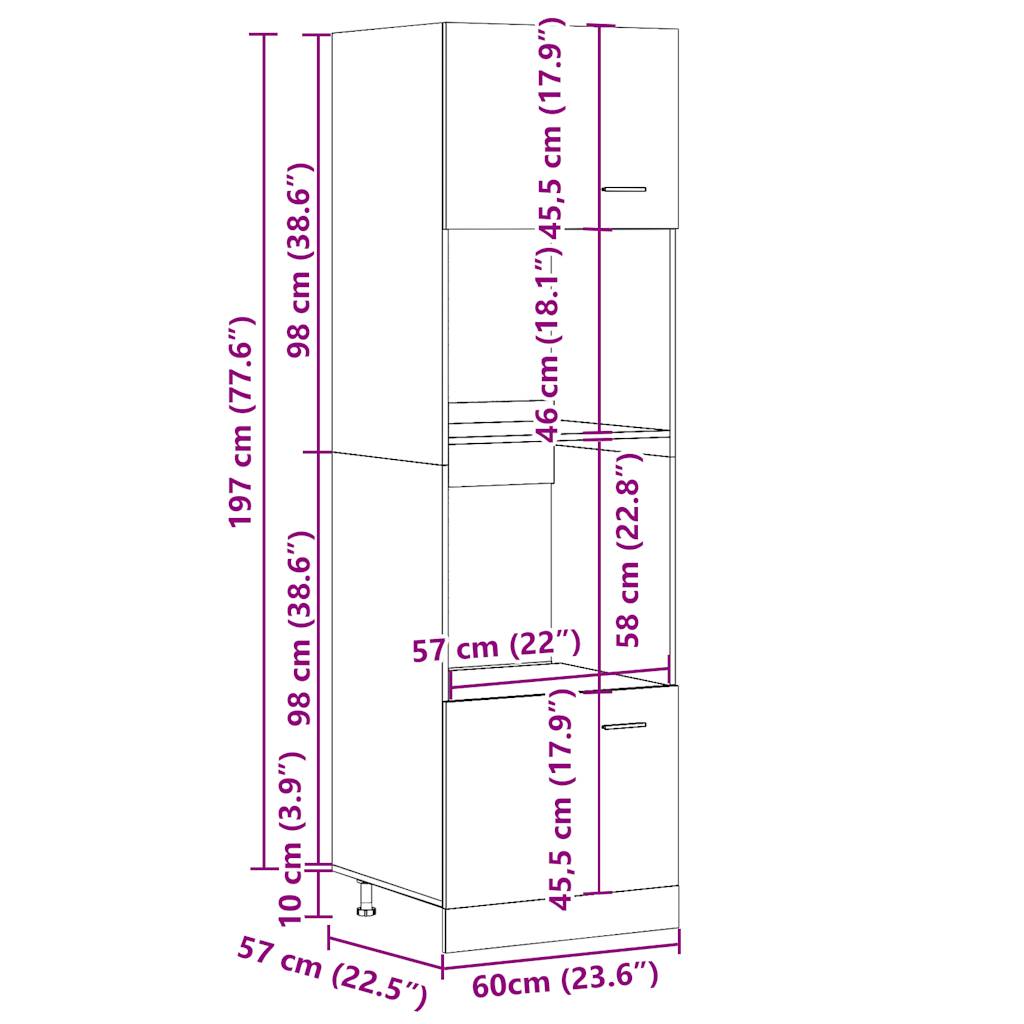 Mikrobølgeovnsskab Lyon 60x57x207 Cm Konstrueret Træ - Billede 13