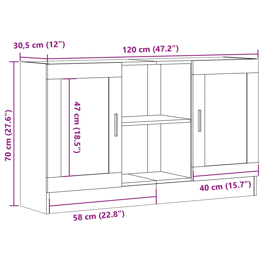 Skænk 120x30,5x70 Cm Konstrueret Træ Antikt Træ - Billede 10