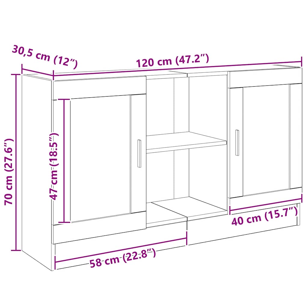 Skænk 120x30,5x70 Cm Konstrueret Træ Kunsteg - Billede 11