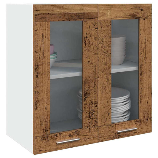 Køkken Vægskab Med Glasdør Antikt Træ 60X31X60 Cm Gammelt Træ