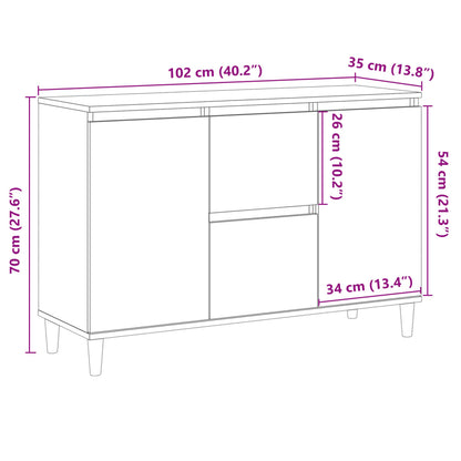 Skænk 102x35x70 Cm Konstrueret Træ Antikt Træ - Billede 10