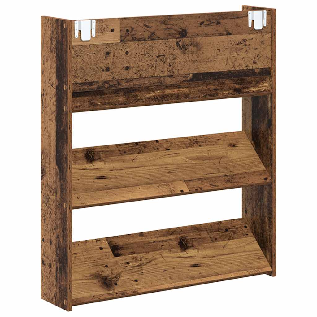 Væghængt Skoreol 80x18x90 Cm Konstrueret Træ Antikt Trælook - Billede 7