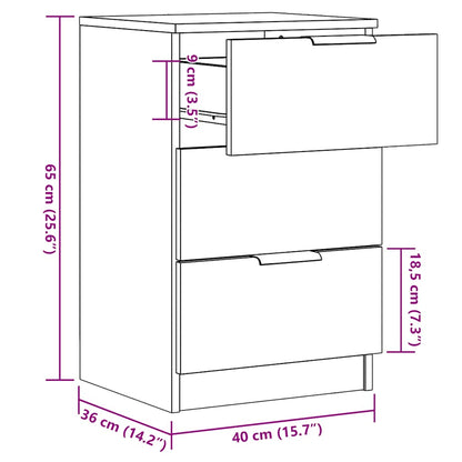 Sengebord 40x36x65 Cm Konstrueret Træ Gammelt Trælook - Billede 11