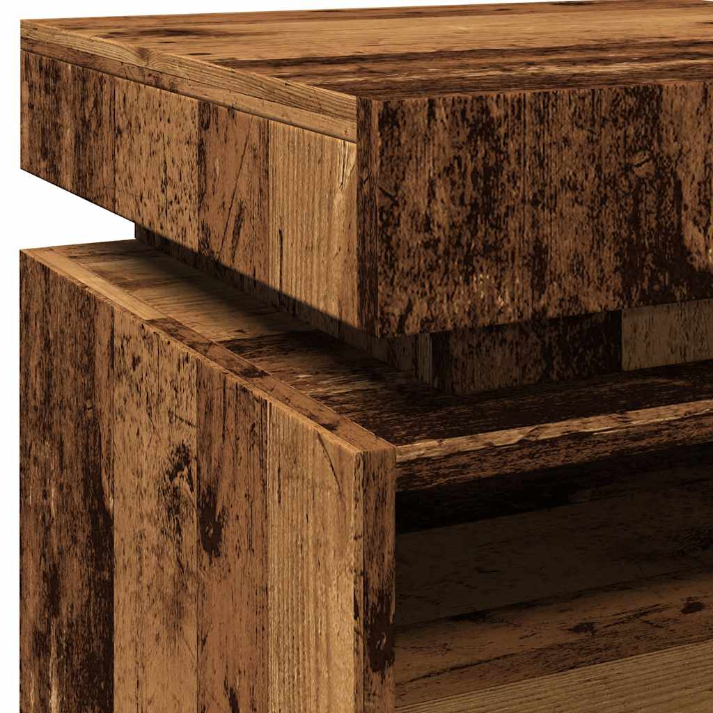 Sengeborde 2 Stk. Med Led-lys 40x39x48,5 Cm Antikt Træ - Billede 10