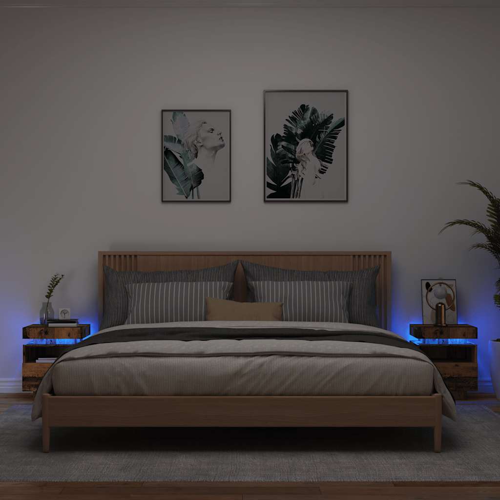Sengebord Med LED-Lys 40x39x48,5 Cm