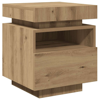 Sengebord Med LED-lys 40x39x48,5 Cm Kunsteg - Billede 4