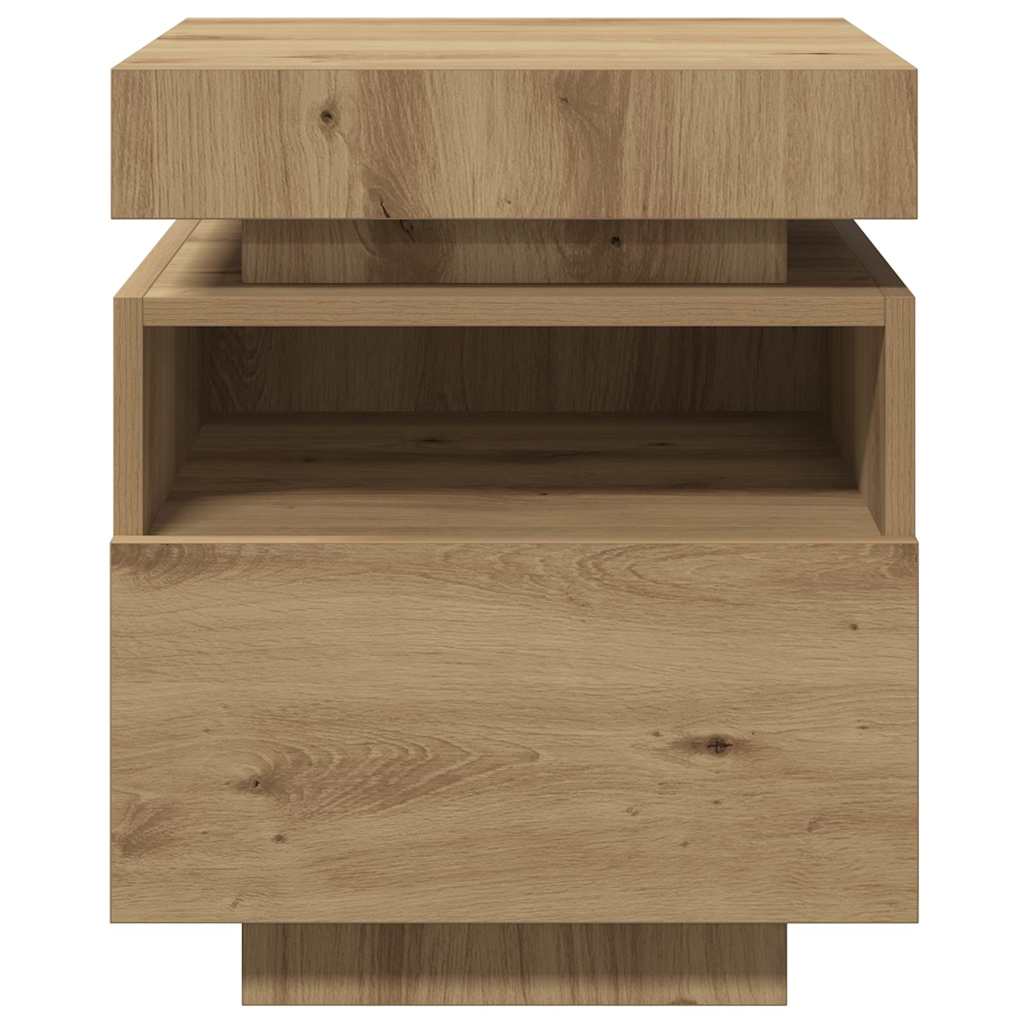 Sengebord Med LED-lys 40x39x48,5 Cm Kunsteg - Billede 6
