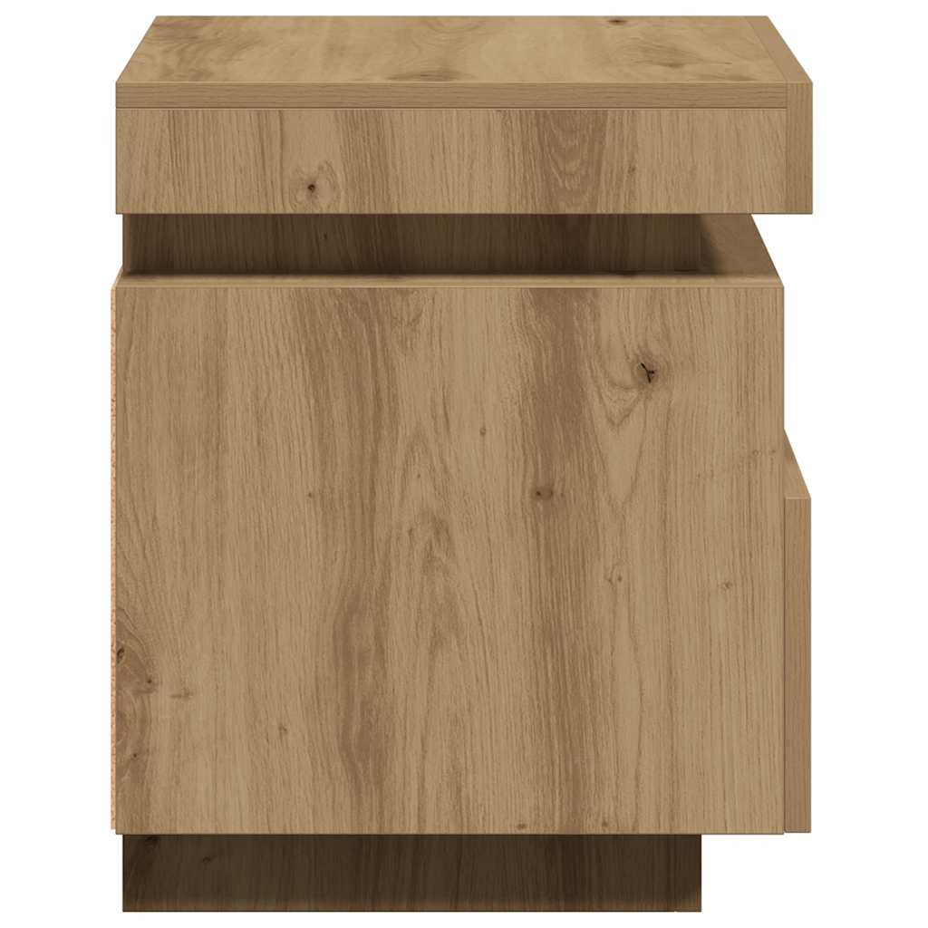 Sengebord Med LED-lys 40x39x48,5 Cm Kunsteg - Billede 8