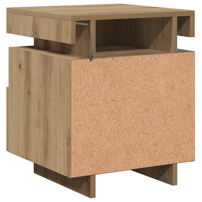 Sengebord Med LED-lys 40x39x48,5 Cm Kunsteg - Billede 7