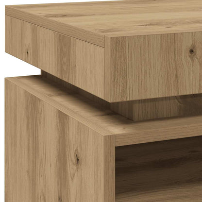 Sengebord Med LED-lys 40x39x48,5 Cm Kunsteg - Billede 9