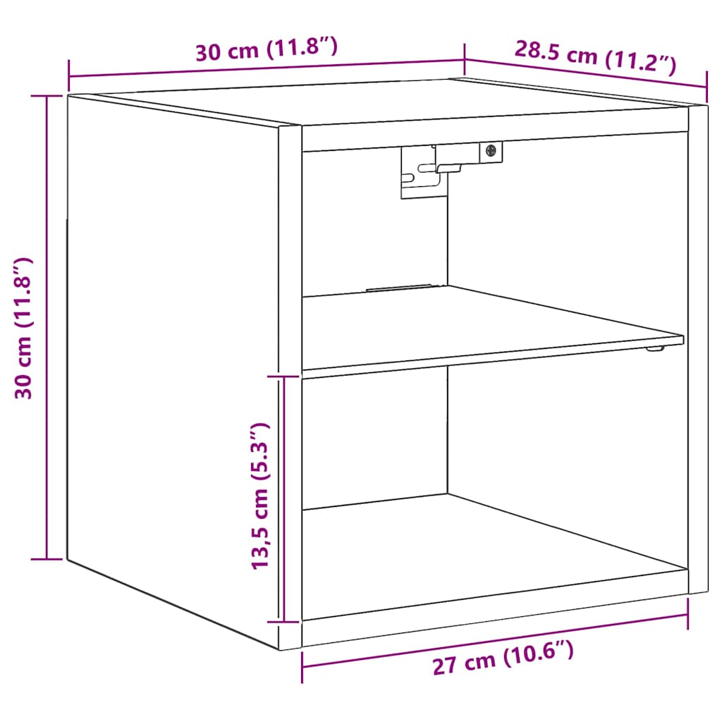 Væghængte Tv-borde 2 Stk. Med Led-lys 30x28,5x30 Cm - Billede 16