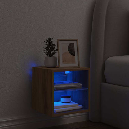 Væghængte Tv-borde 2 Stk. Med Led-lys 30x28,5x30 Cm - Billede 4
