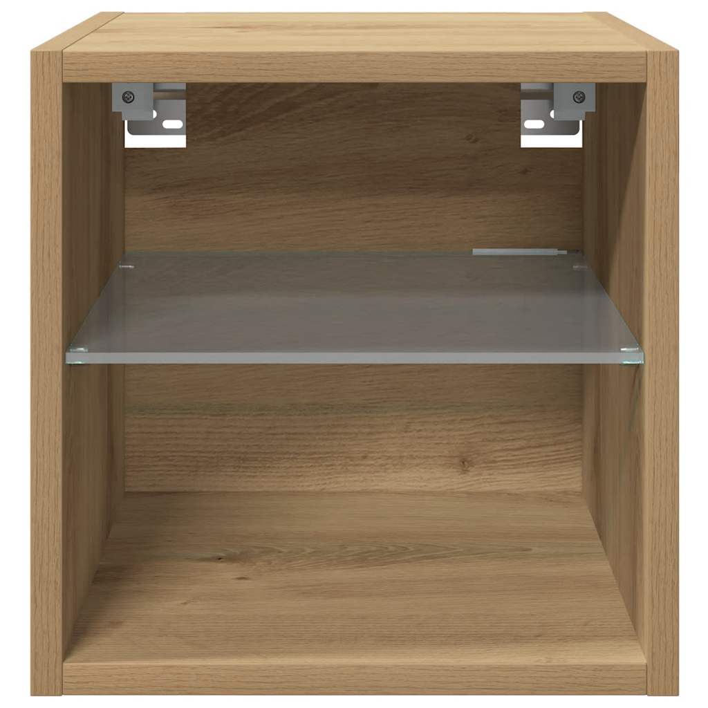 Væghængte Tv-borde 2 Stk. Med Led-lys 30x28,5x30 Cm - Billede 8