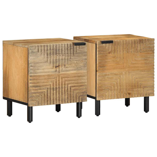 Sengeborde 2 Stk. 40X33X46 Cm Massivt Brun