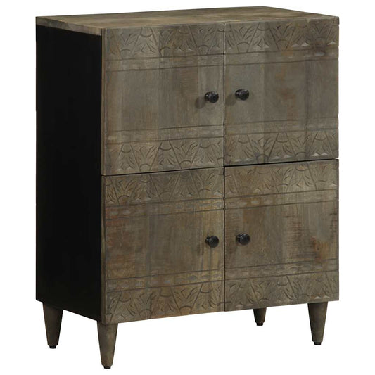 Skænk 60X33X75 Cm Massivt Mangotræ Lysegrå
