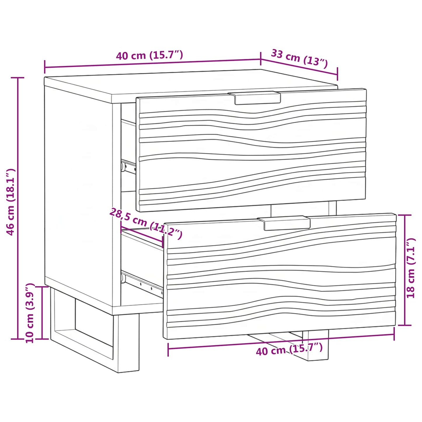 Natskab 40 X 33 X 46 Cm Konstrueret Træ - Billede 12