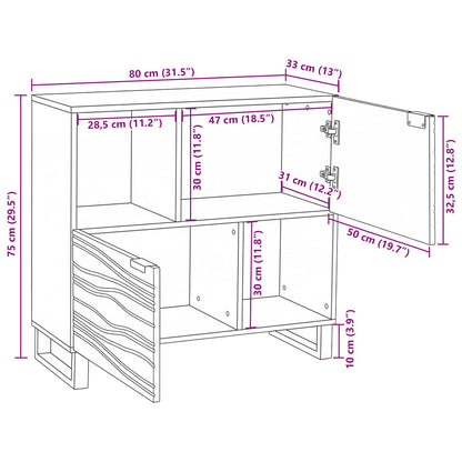 Sideboard 80 X 33 X 75 Cm Massivt Mangotræ - Billede 11