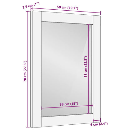 Badeværelsesspejl Brun 50 X 2.5 X 70 Cm Massiv Mango Træ, Glas - Billede 10