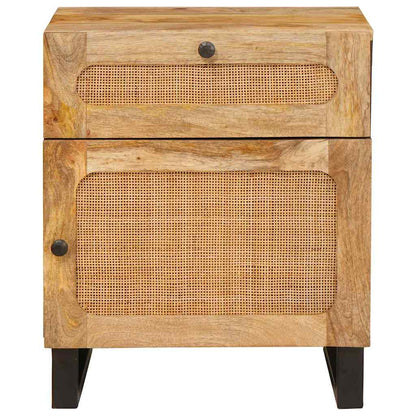 Natskab Med Skuffe Naturfarvet 50 X 33 X 60 Cm Massivt Mangotræ - Billede 3