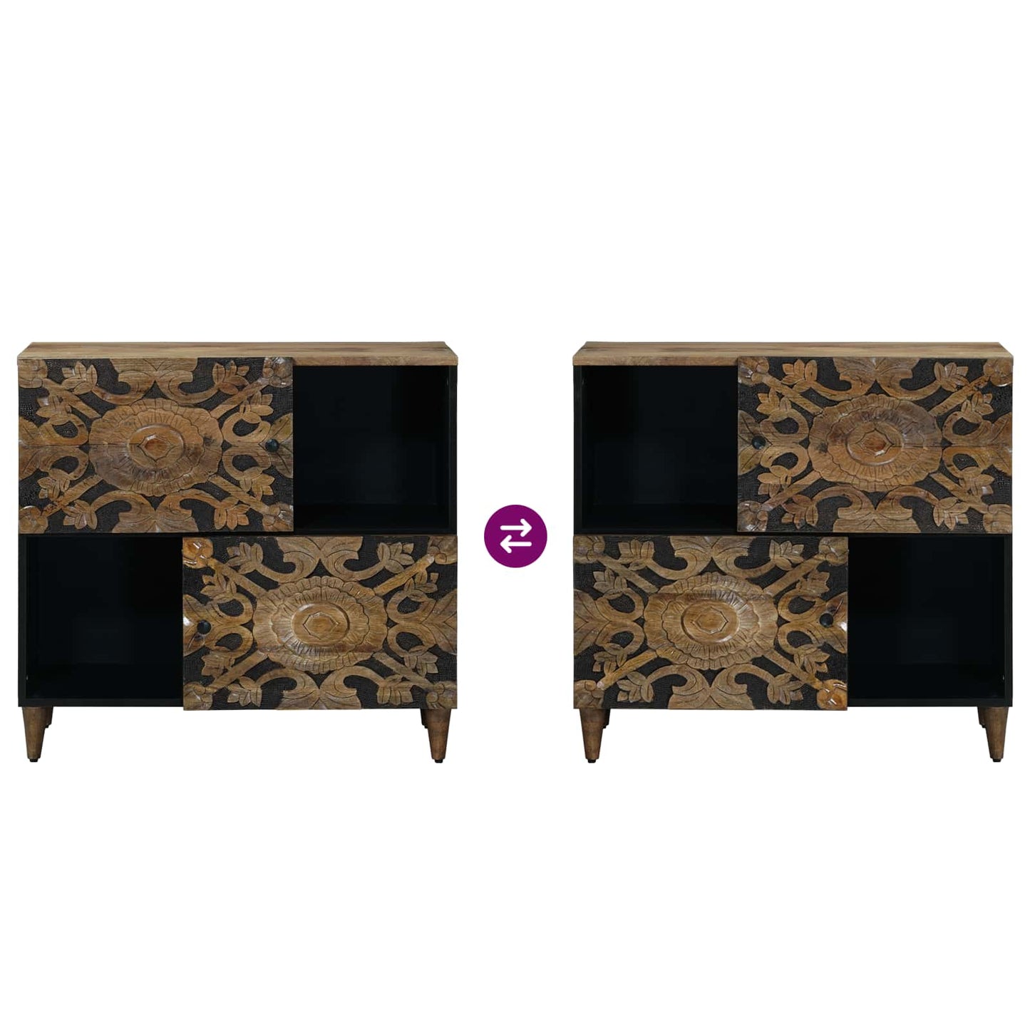 Sideboard Med Dør 80 X 33,5 X 75 Cm Massivt Mangotræ - Billede 10
