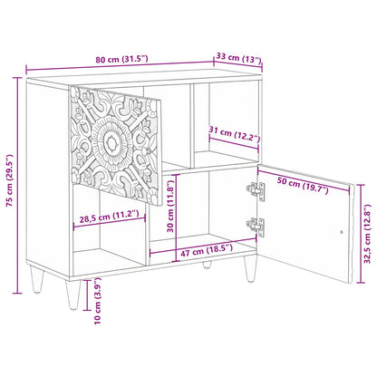 Sideboard Med Dør 80 X 33,5 X 75 Cm Massivt Mangotræ - Billede 12