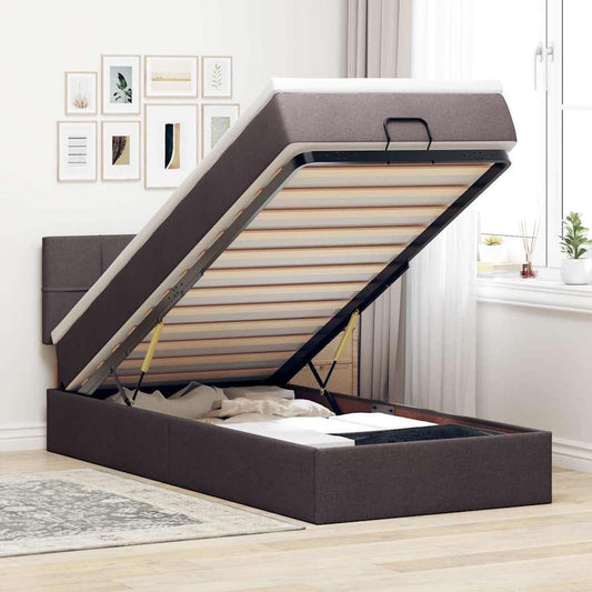 Ottoman Seng Med Madras & Leds Stof Mørkebrun