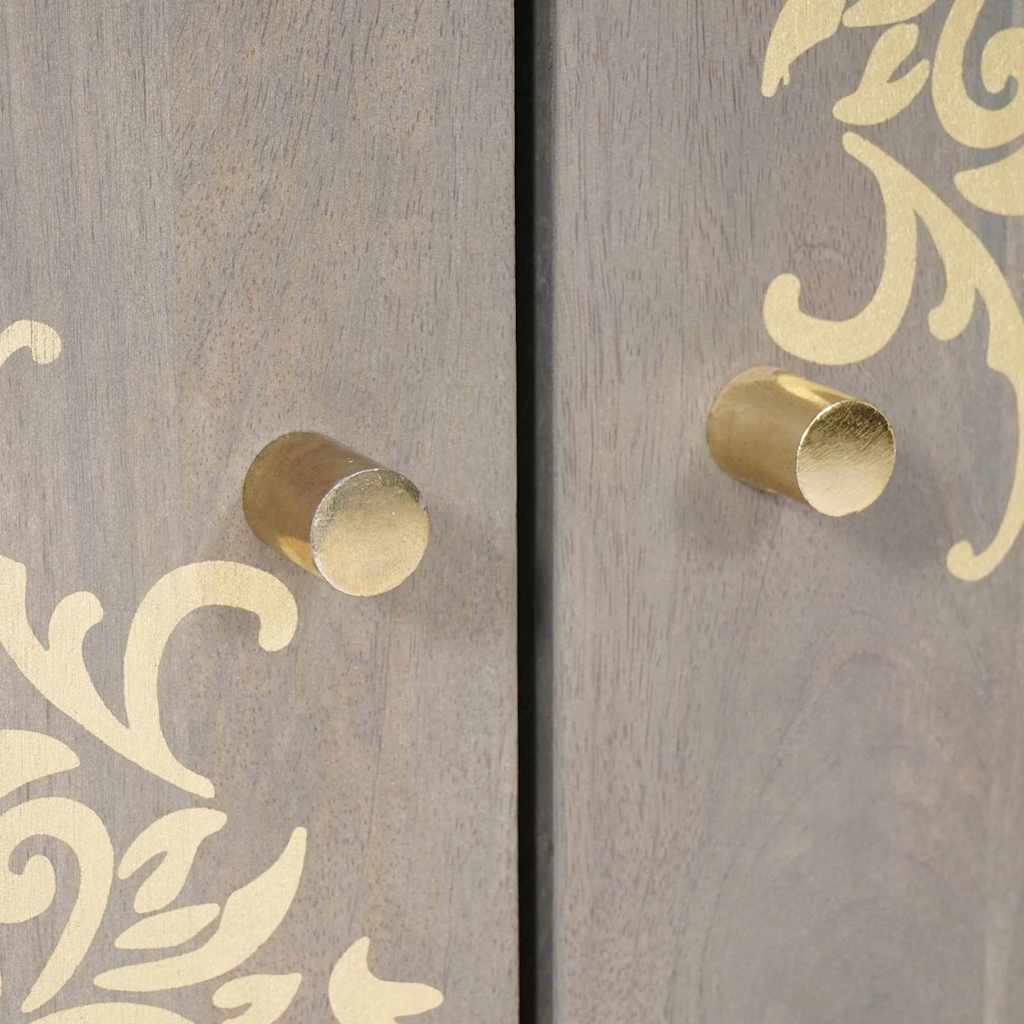 Sideboard Og Guld 60 X 33 X 75 Cm Massivt Mangotræ - Billede 7