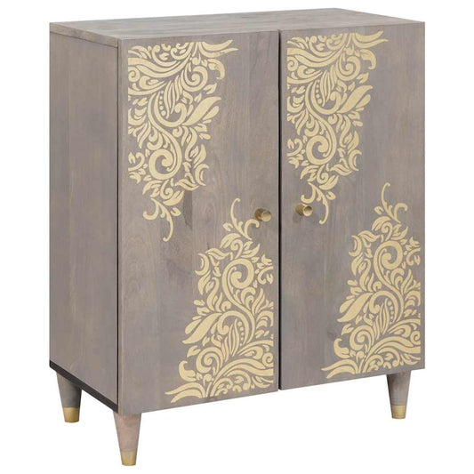 Sideboard Og Guld 60 X 33 X 75 Cm Massivt Mangotræ - Hovedbillede