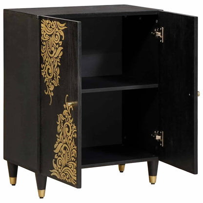 Sideboard Og Guld 60 X 33 X 75 Cm Massivt Mangotræ