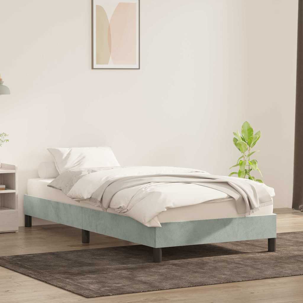 Sengeramme Uden Madras 90x210 Cm Fløjl Lysegrå - Billede 3