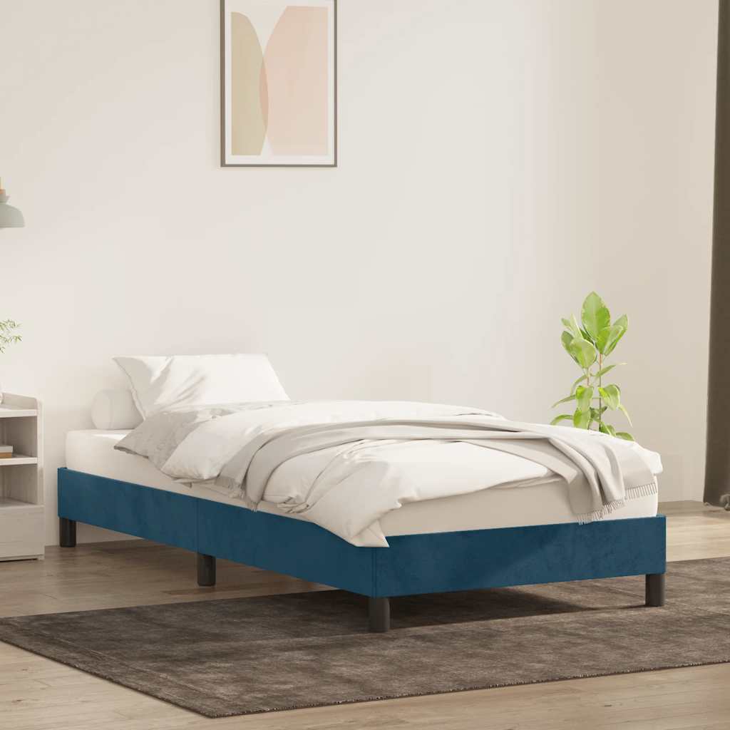 Sengeramme Uden Madras 100x210 Cm Fløjl Mørkeblå - Billede 3
