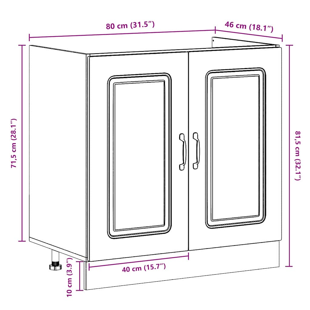 Køkkenskab Kalmar 80 X 46 X 81,5 Cm Konstrueret Træ - Billede 10