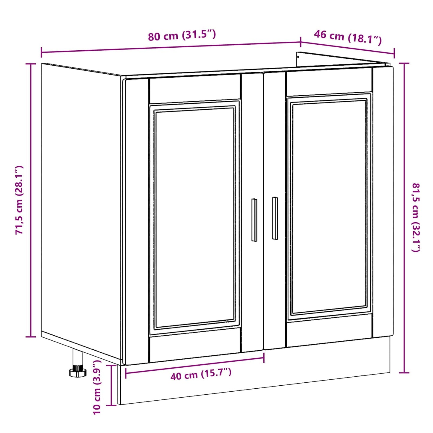 Vaskeskabsbase Porto 2 Stk. 80 X 46 X 81,5 Cm - Billede 10