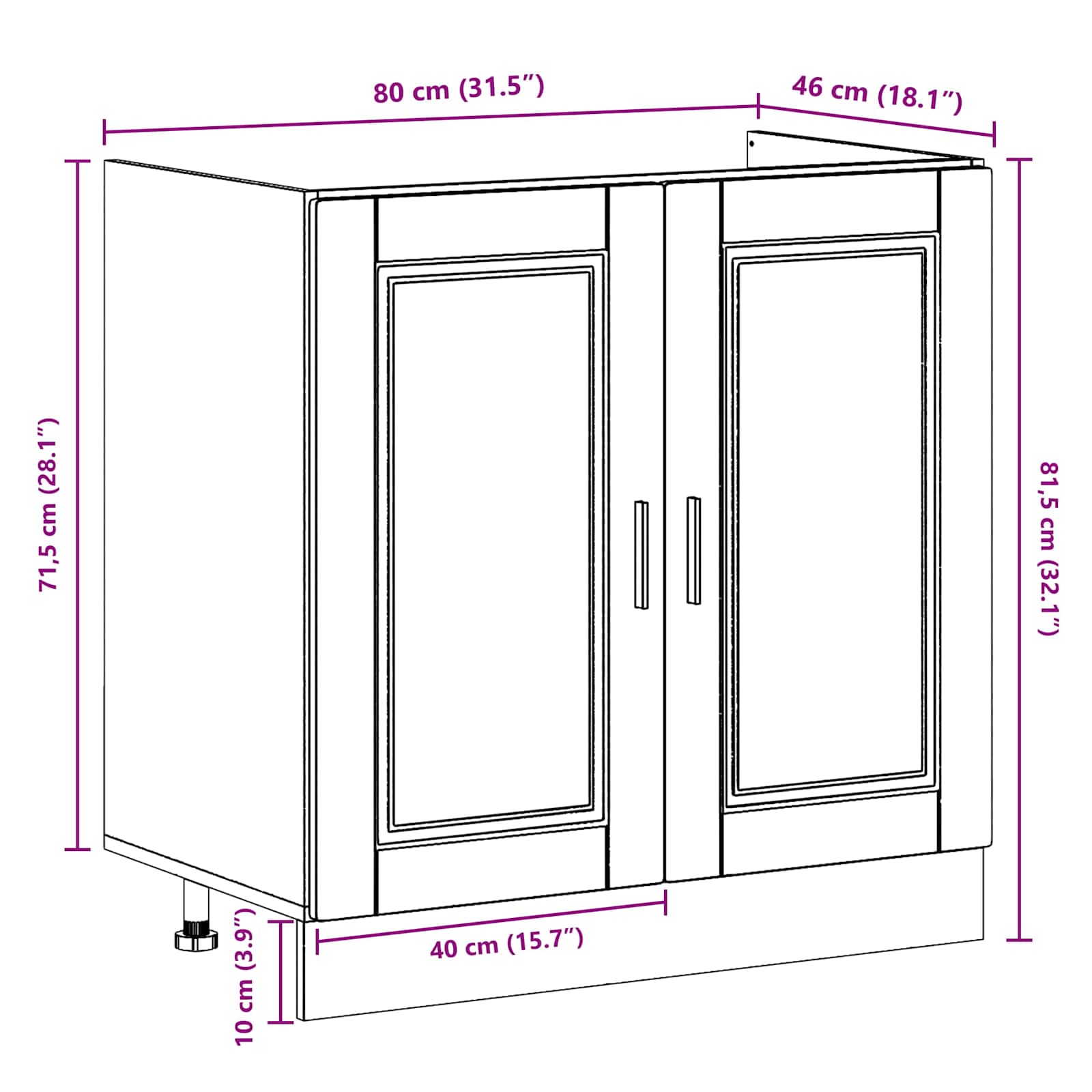 Vaskeskabsbase Porto 2 Stk. 80 X 46 X 81,5 Cm - Billede 10