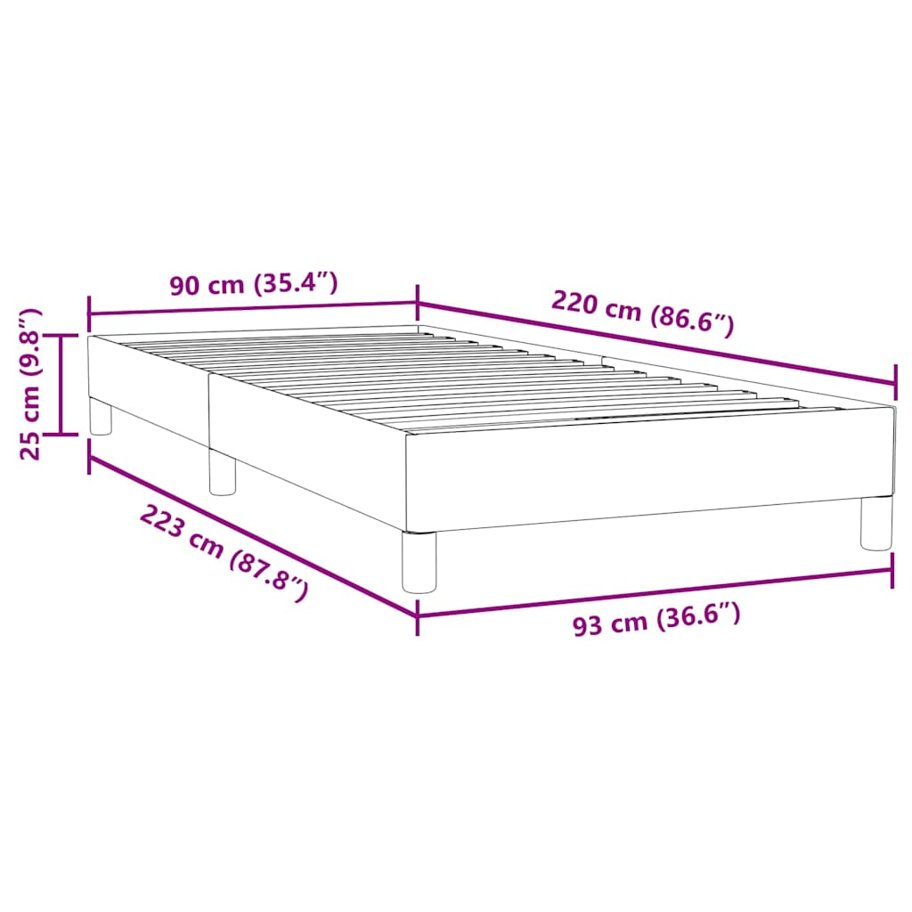 Kontinentalseng Uden Madras 90x220 Cm Fløjl Mørkegrå - Billede 10