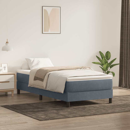 Kontinentalseng Uden Madras 90x220 Cm Fløjl Mørkegrå - Hovedbillede