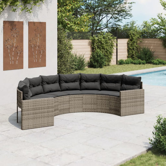 Havesofa Med Hynder Polyrattan Grå Grå Og Mørkegrå