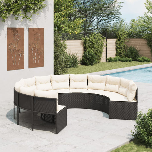 Havesofa Med Hynder Polyrattan Sort Sort Og Cremefarvet