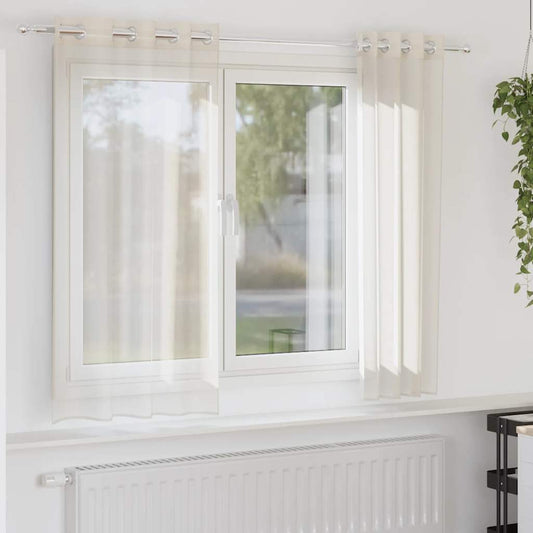 Voile-Gardiner Med Øskner 2 Stk. Farvet Creme