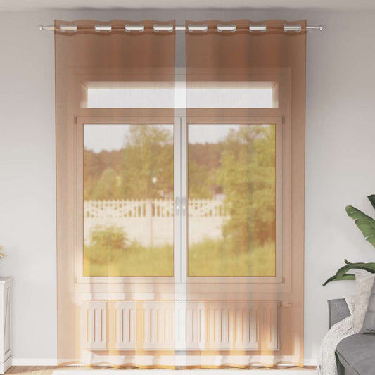 Voile-Gardiner Med Øskner 2 Stk. Terrakotta
