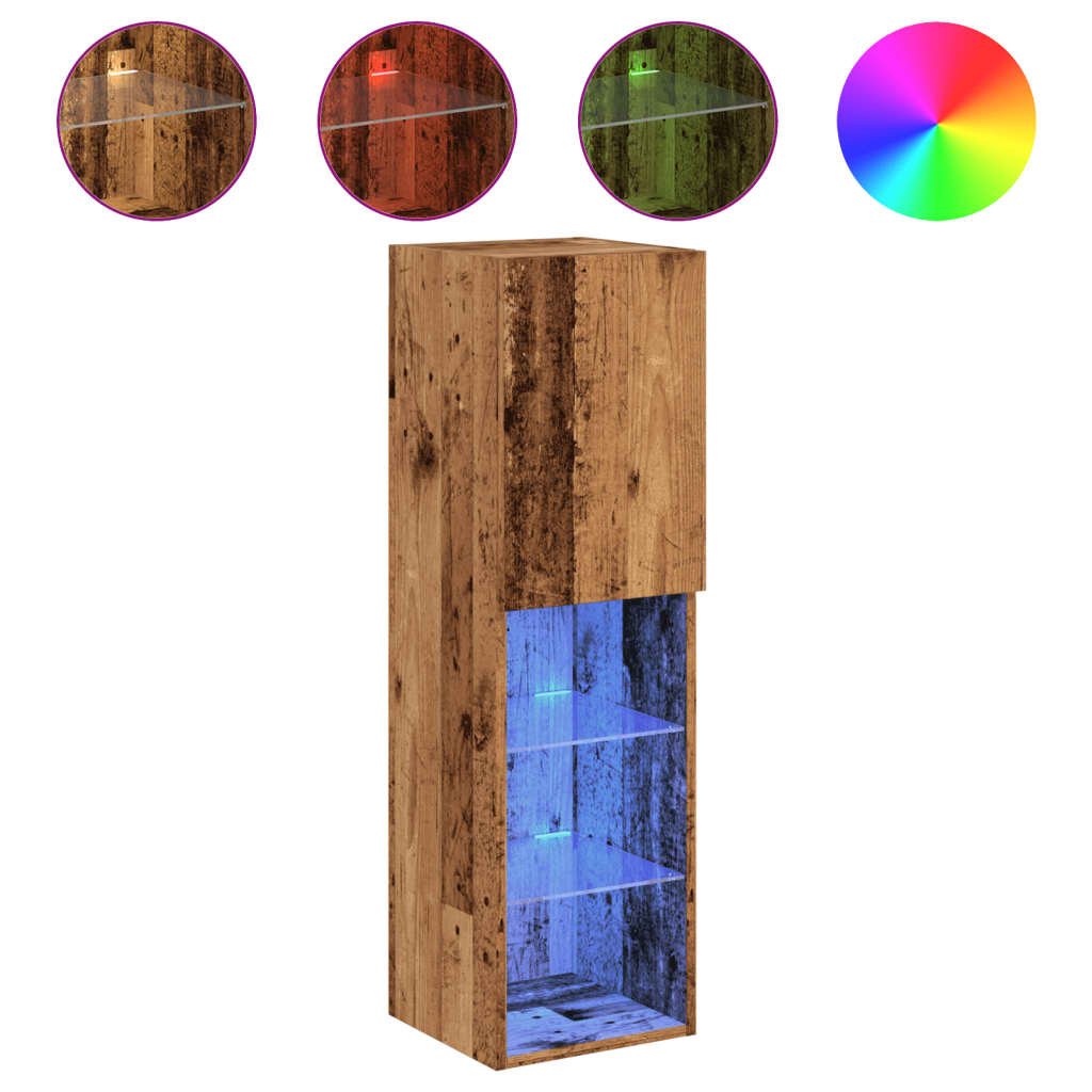 TV-bord Med LED-lys 30,5x30x102 Cm Gammelt Trælook - Billede 2