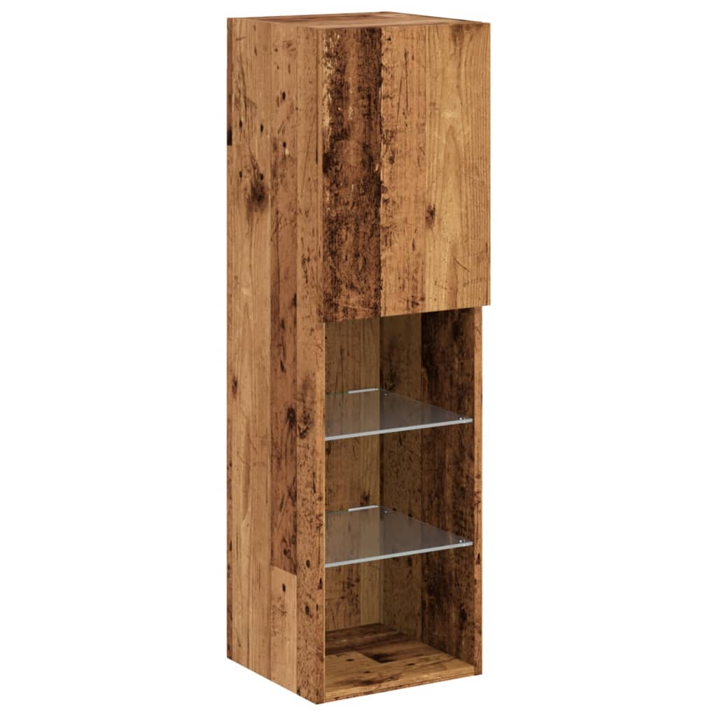 TV-bord Med LED-lys 30,5x30x102 Cm Gammelt Trælook - Billede 3