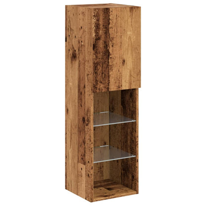 TV-bord Med LED-lys 30,5x30x102 Cm Gammelt Trælook - Billede 3