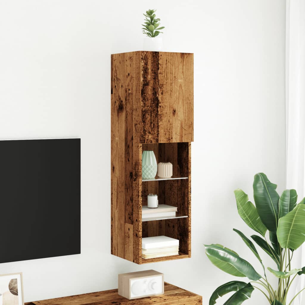 TV-bord Med LED-lys 30,5x30x102 Cm Gammelt Trælook - Billede 4
