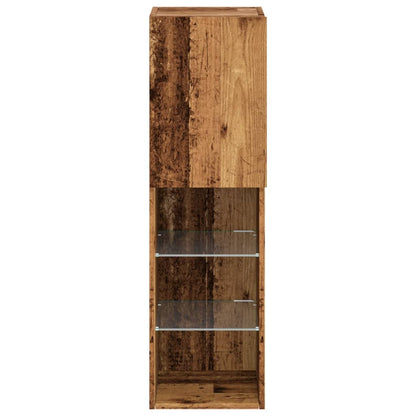 TV-bord Med LED-lys 30,5x30x102 Cm Gammelt Trælook - Billede 6