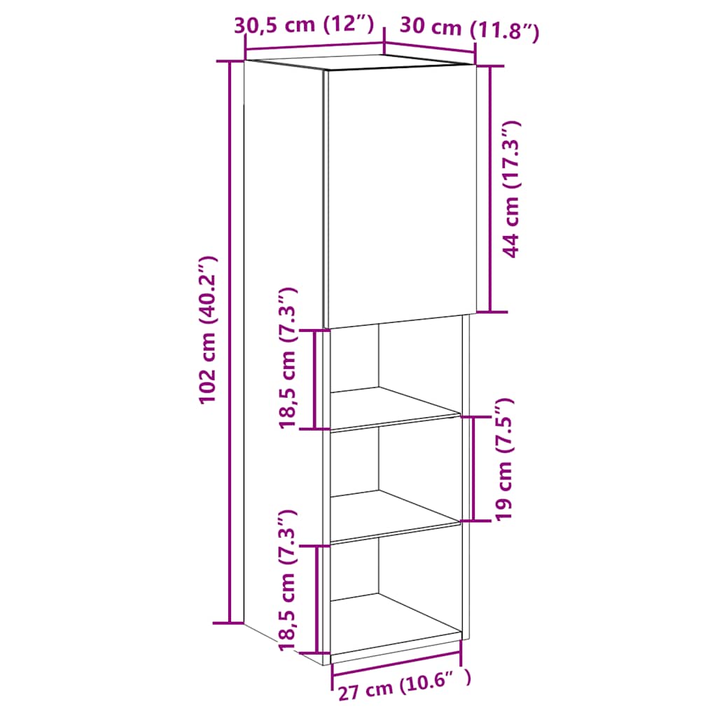 TV-borde Med LED-lys 2 Stk. 30,5x30x102 Cm Gammelt Trælook - Billede 18
