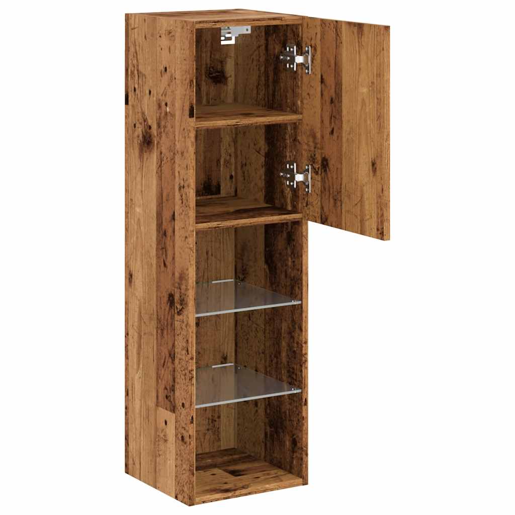 TV-borde Med LED-lys 2 Stk. 30,5x30x102 Cm Gammelt Trælook - Billede 7