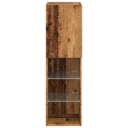 TV-borde Med LED-lys 2 Stk. 30,5x30x102 Cm Gammelt Trælook - Billede 8