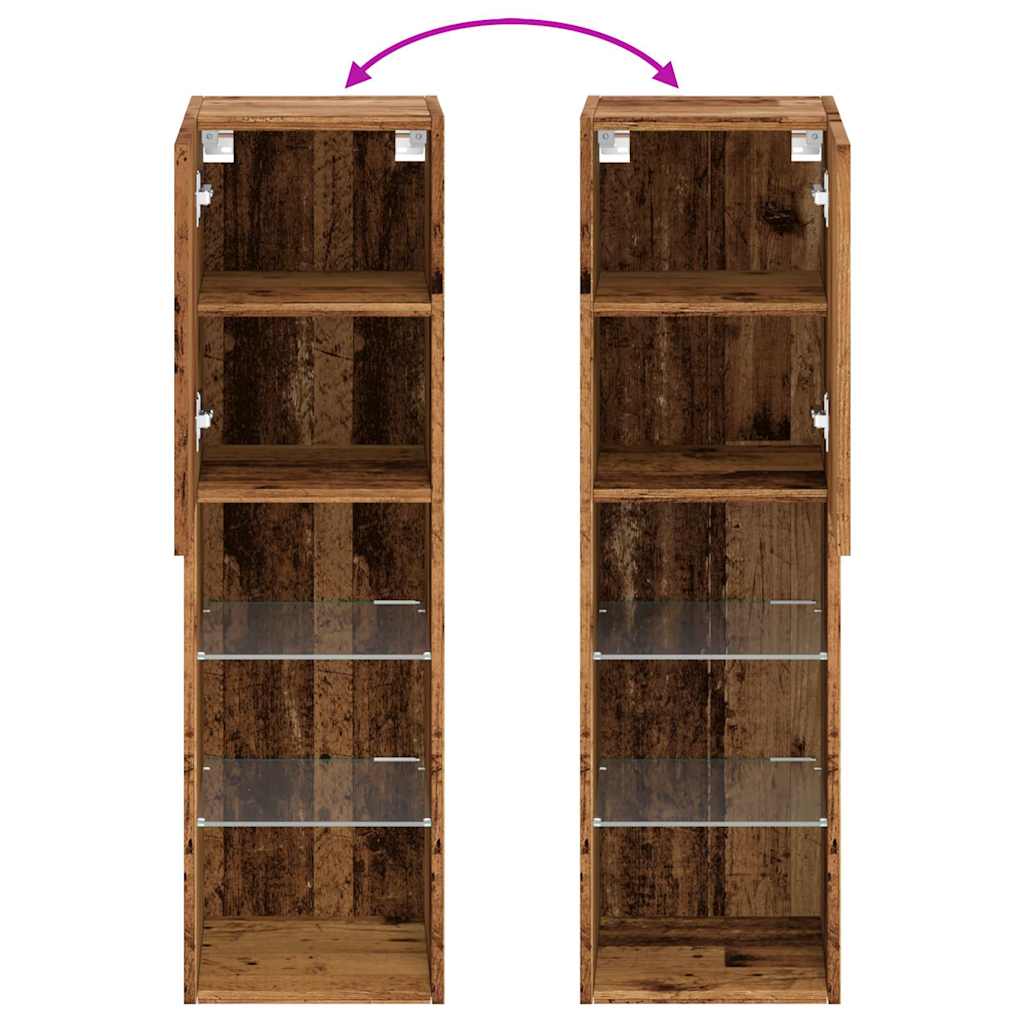 TV-borde Med LED-lys 2 Stk. 30,5x30x102 Cm Gammelt Trælook - Billede 11