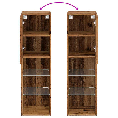 TV-borde Med LED-lys 2 Stk. 30,5x30x102 Cm Gammelt Trælook - Billede 11